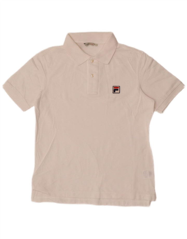 Camisa polo masculina Fila pequena algodão branco