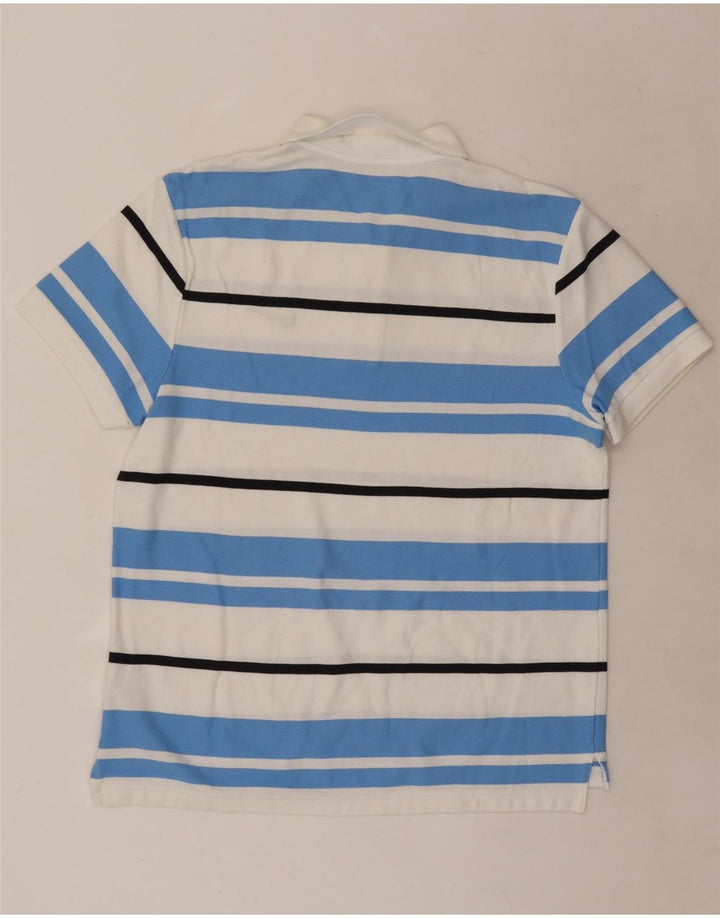 Camisa polo masculina Nike grande listrada branca de algodão