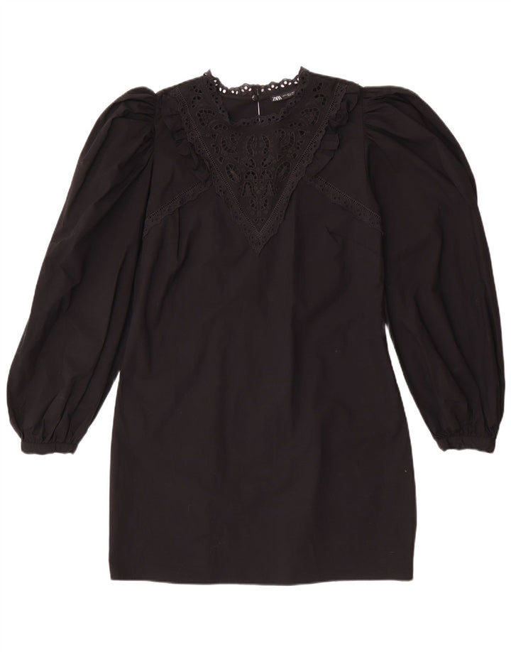 Vestido feminino Zara de manga comprida UK 14 grande preto