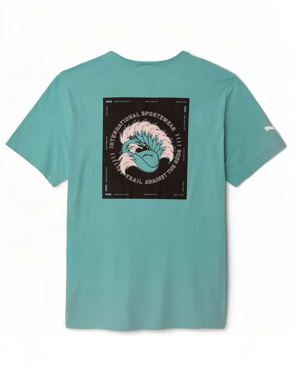 Camiseta masculina Puma Graphic Top XL algodão turquesa