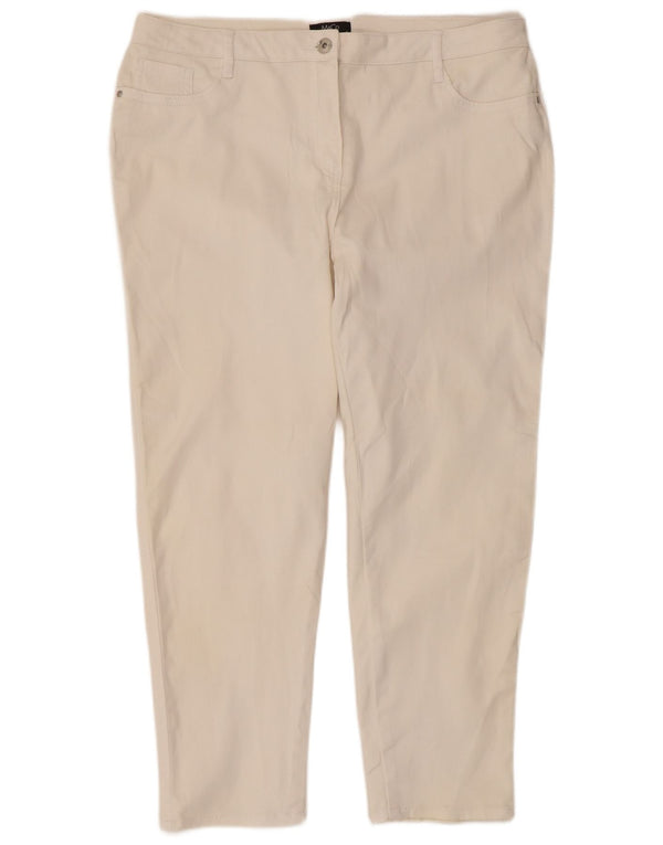 Calça casual feminina M&Co cônica UK 18 XL W36 L25 algodão branco