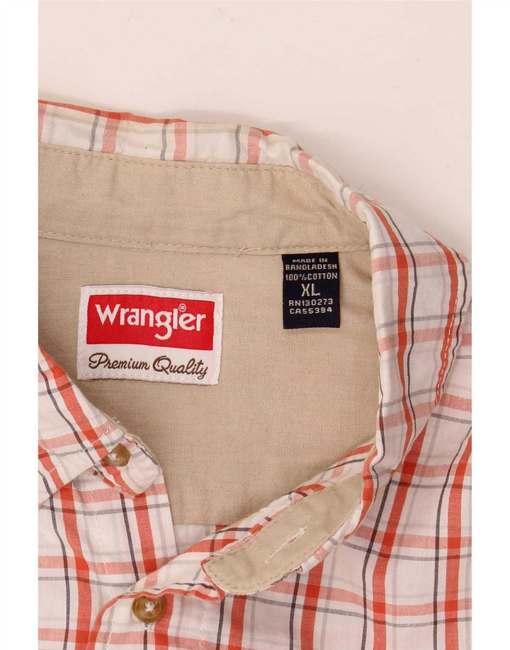 Camisa Wrangler masculina de manga curta XL branco xadrez algodão