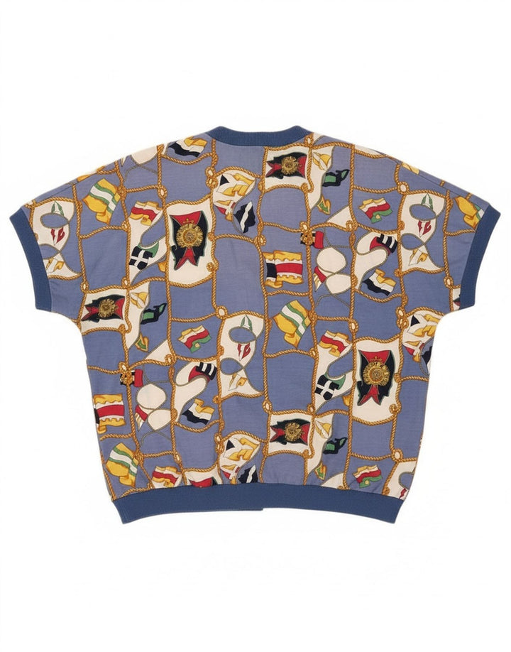 Cardigã feminino Ennedi com estampa abstrata de manga curta IT 46 grande azul