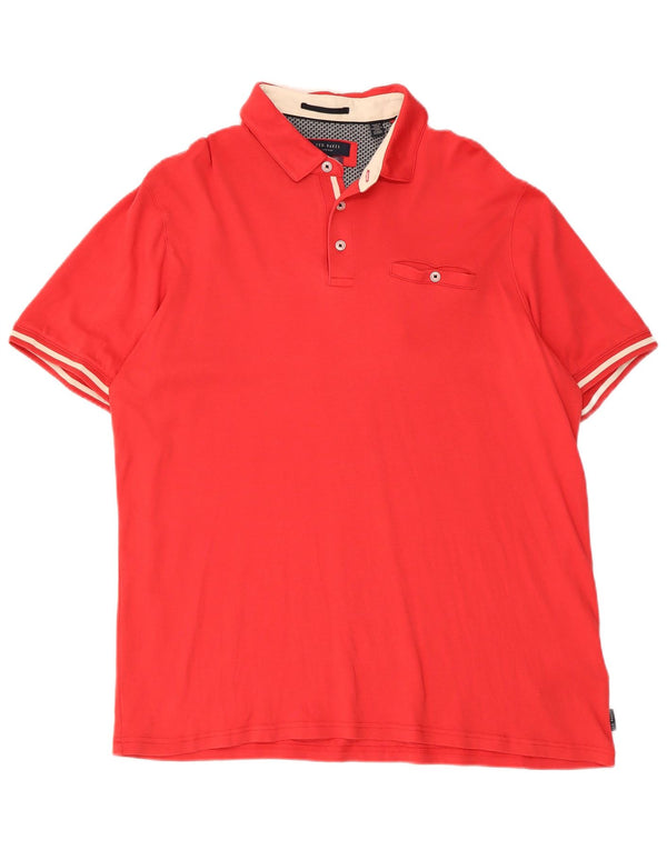 Camisa polo masculina Ted Baker tamanho 5 XL algodão vermelho