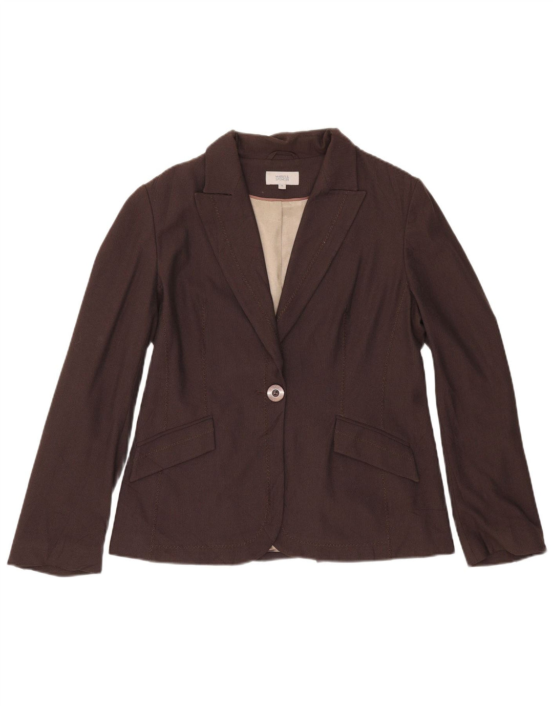 Jaqueta blazer feminina Marks & Spencer com 1 botão Reino Unido 14 marrom médio