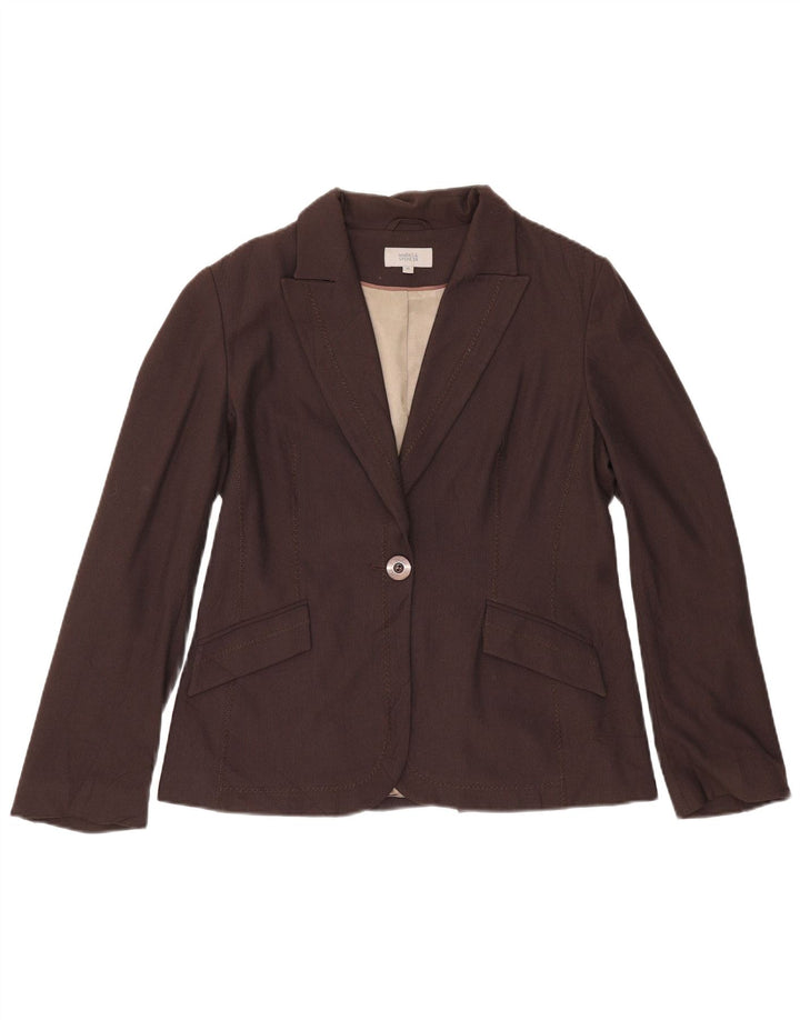 Jaqueta blazer feminina Marks & Spencer com 1 botão Reino Unido 14 marrom médio
