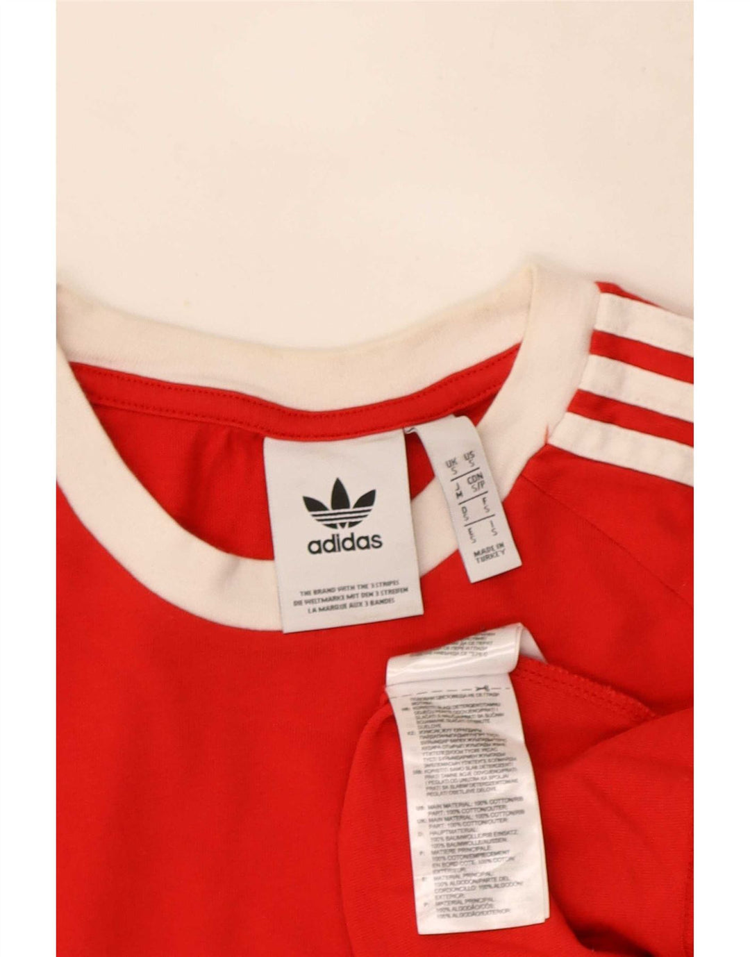 Adidas Mens T-Shirt Top Pequeno Algodão Vermelho
