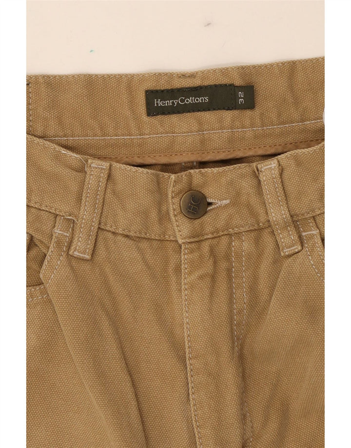 HENRY COTTONS Mens Straight Casual Trousers W32 L28  Brown Cotton Vintage Henry Cottons and Second-Hand Henry Cottons from Messina Hembry 