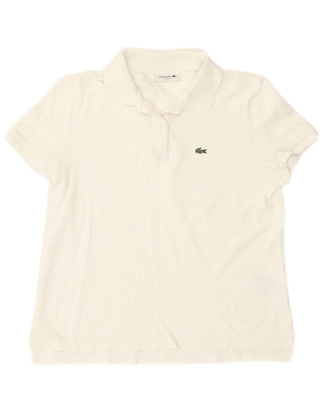 Camisa polo feminina Lacoste Regular Fit tamanho 38 algodão branco médio