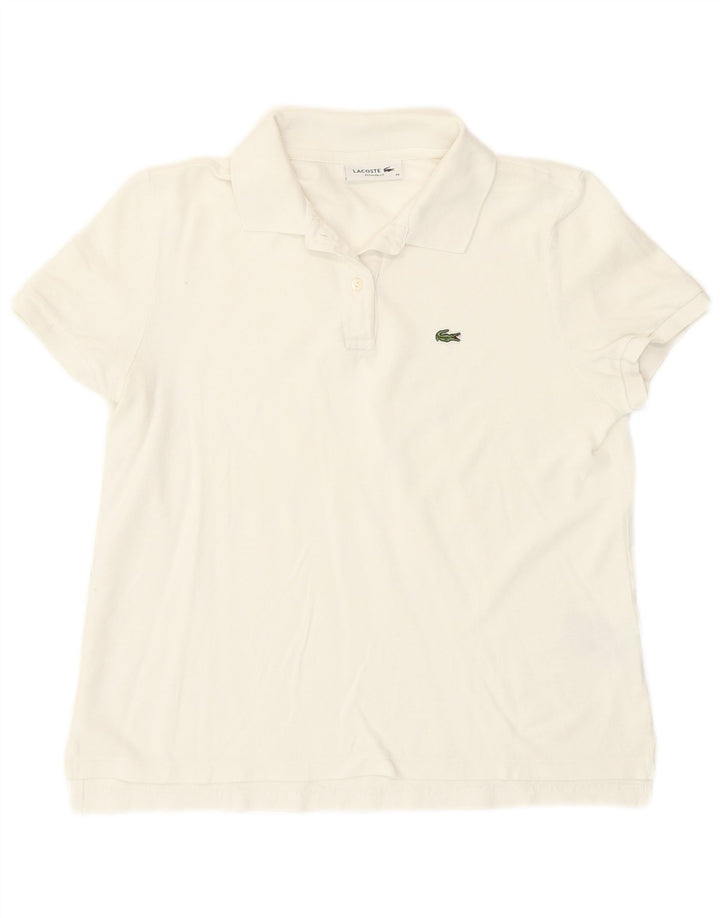 Camisa polo feminina Lacoste Regular Fit tamanho 38 algodão branco médio