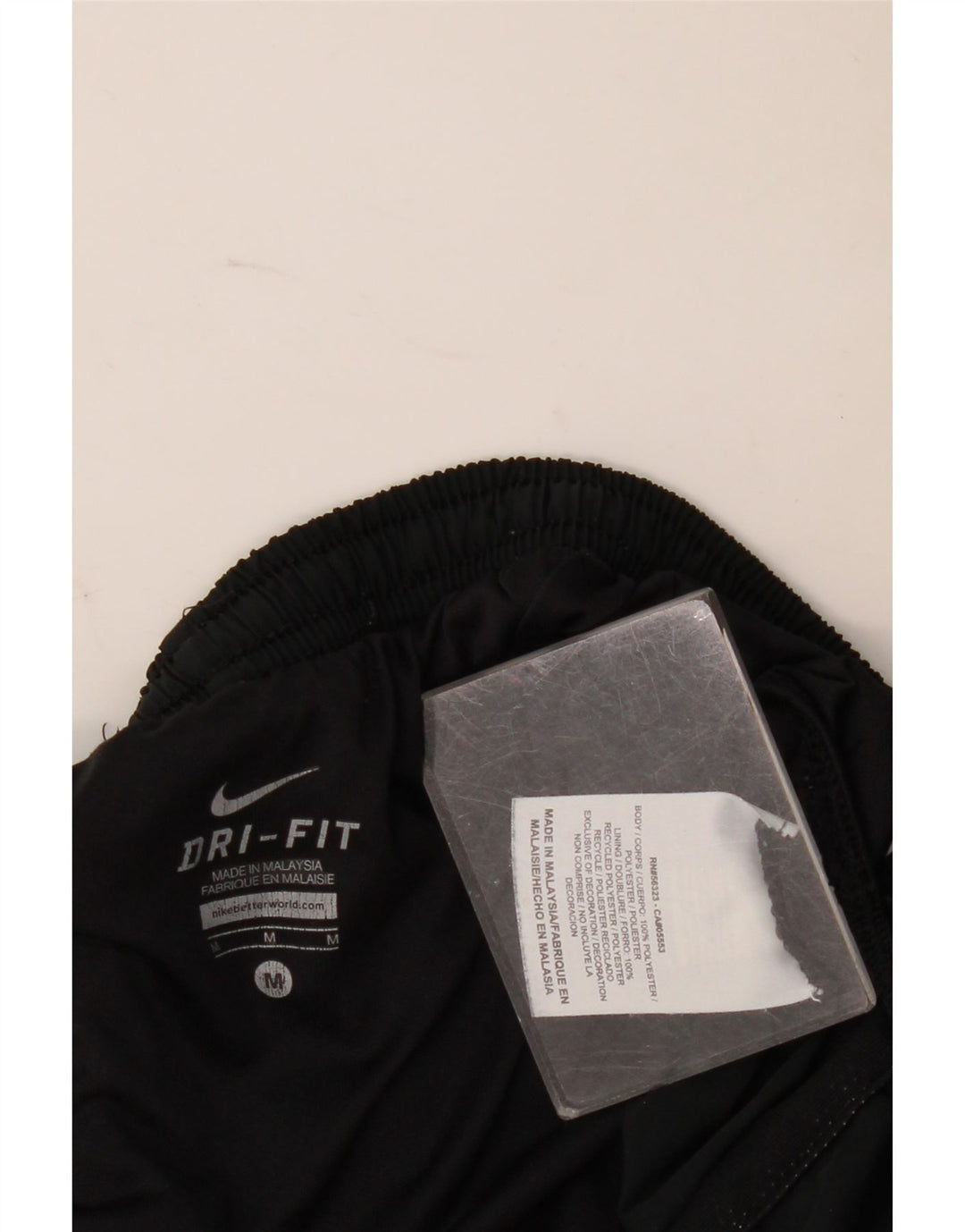 Shorts esportivos femininos Nike Dri Fit UK 12 poliéster preto médio