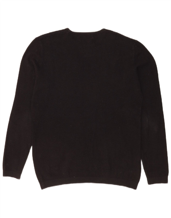 Zara Suéter masculino com gola redonda, grande acrílico preto