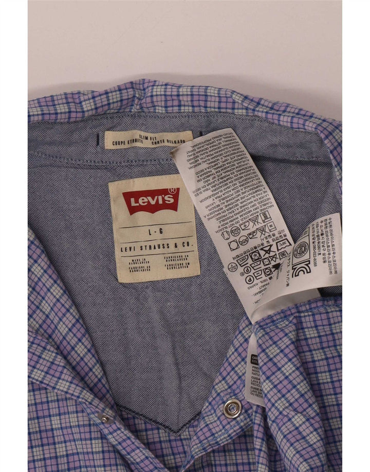 Camisa masculina Slim Fit Levi's grande algodão xadrez azul