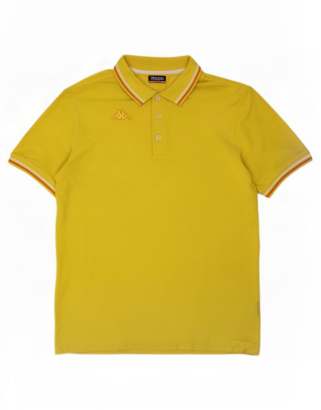 Camisa polo masculina Kappa grande algodão listrado amarelo