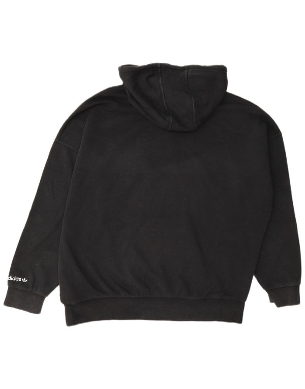 Adidas feminino gráfico oversized moletom com capuz UK 4 XS algodão preto