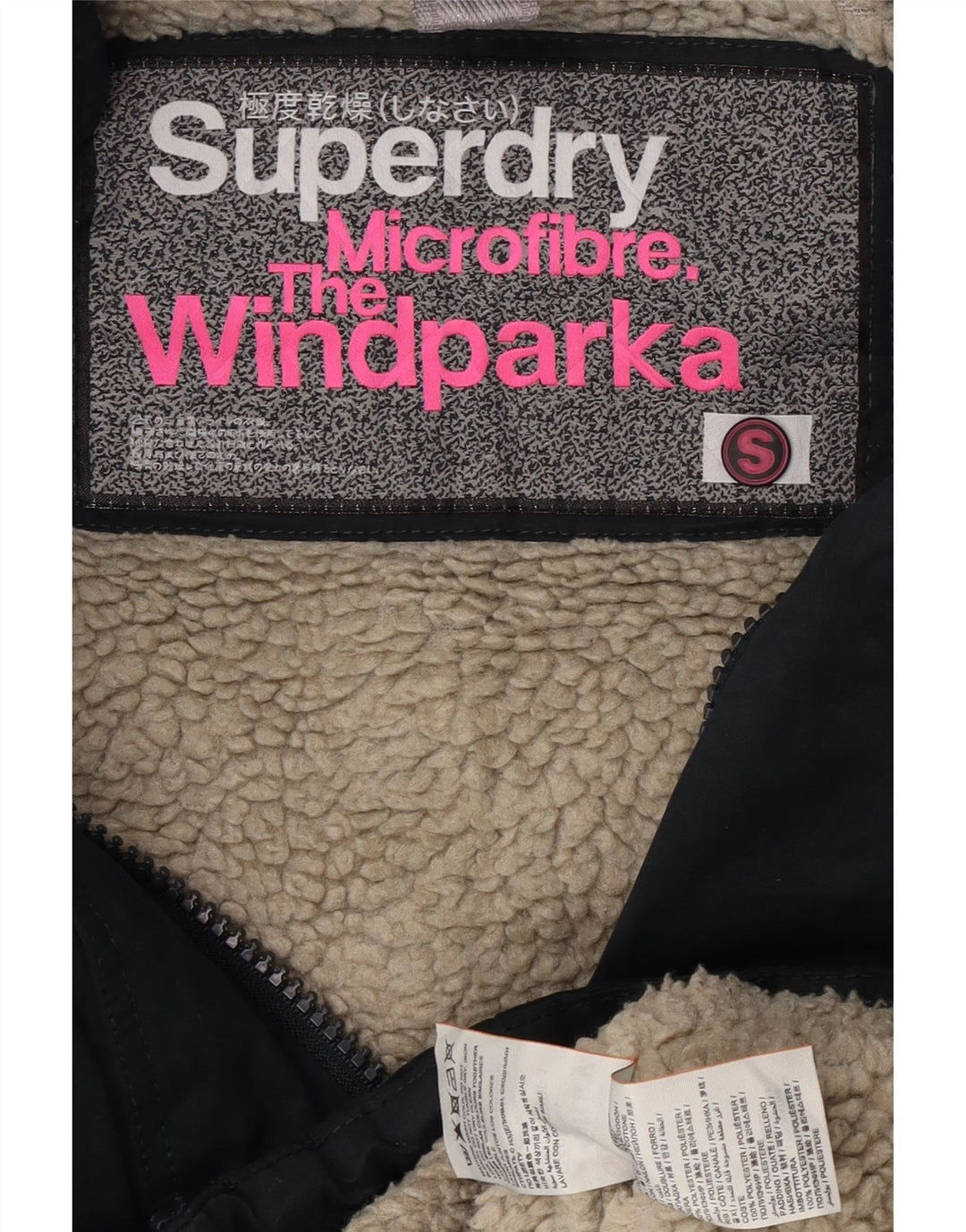 Jaqueta corta-vento feminina Superdry UK 10 pequena azul marinho