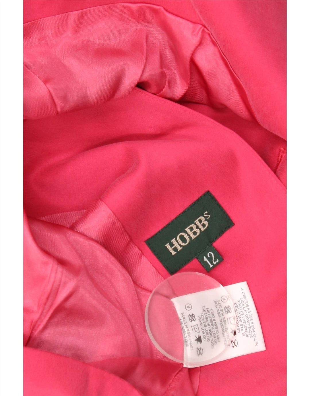 Jaqueta blazer feminina Hobbs Crop 3 botões Reino Unido 12 seda rosa médio