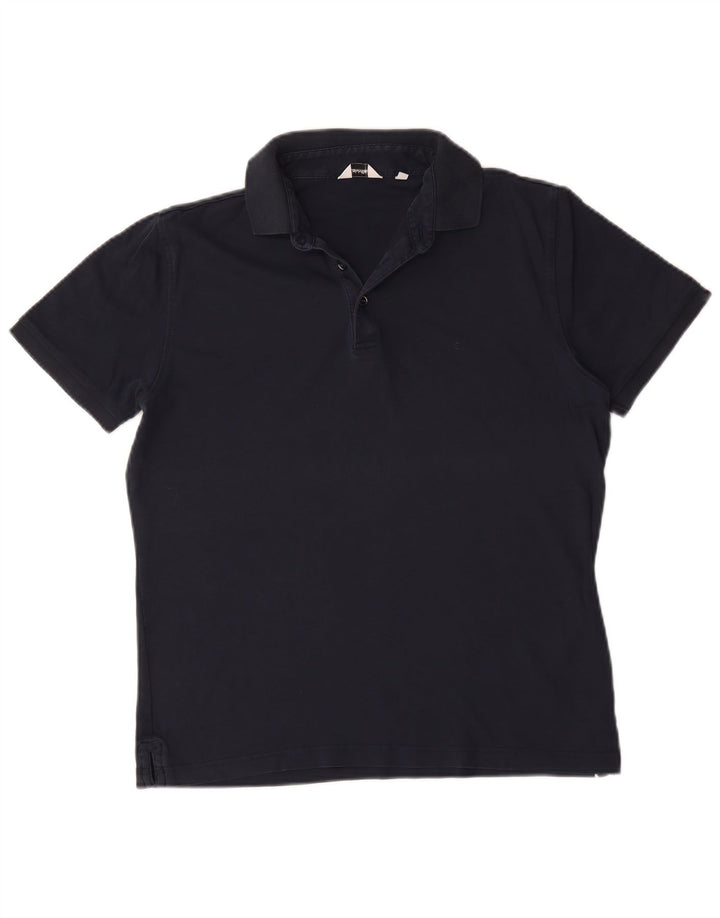 Camisa polo masculina Calvin Klein de algodão azul marinho médio