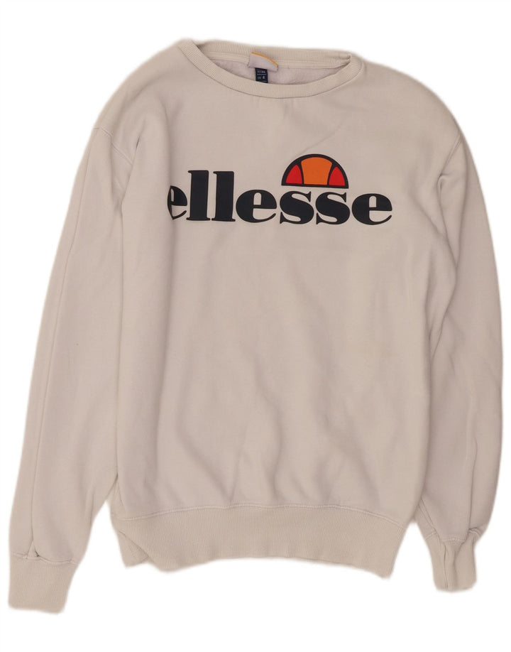 ELLESSE Suéter feminino com estampa gráfica superdimensionada Reino Unido 8 pequeno branco