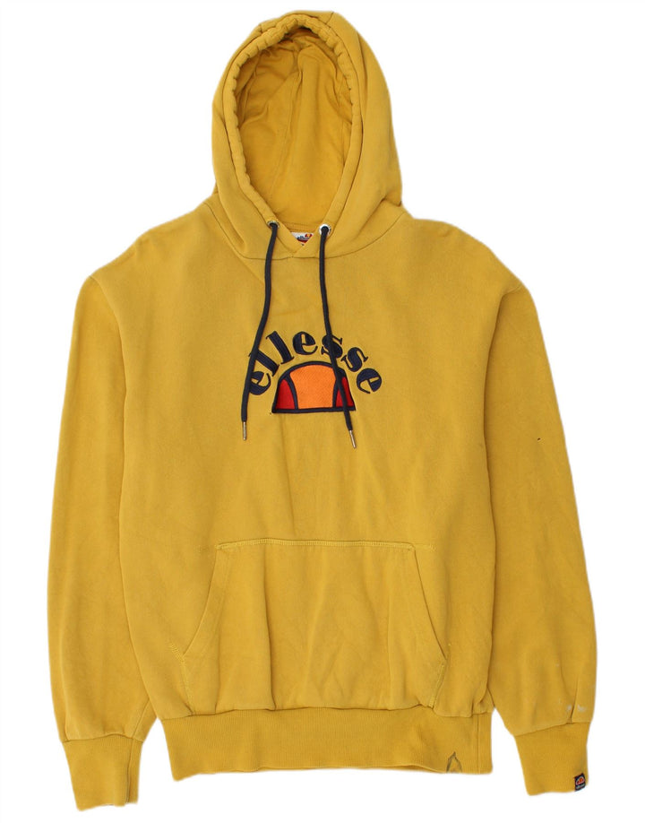 Suéter Ellesse masculino com capuz gráfico pequeno amarelo algodão