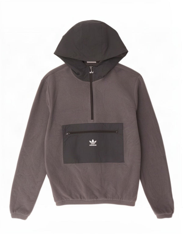 Suéter de lã com capuz Adidas masculino com capuz e gola XS XS cinza colorblock poliéster