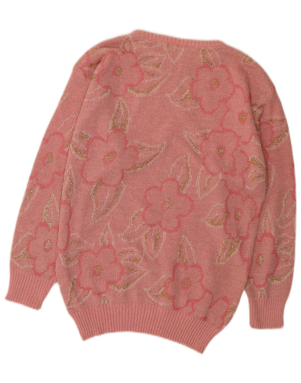 Suéter feminino vintage com gola canoa IT 42 médio rosa floral