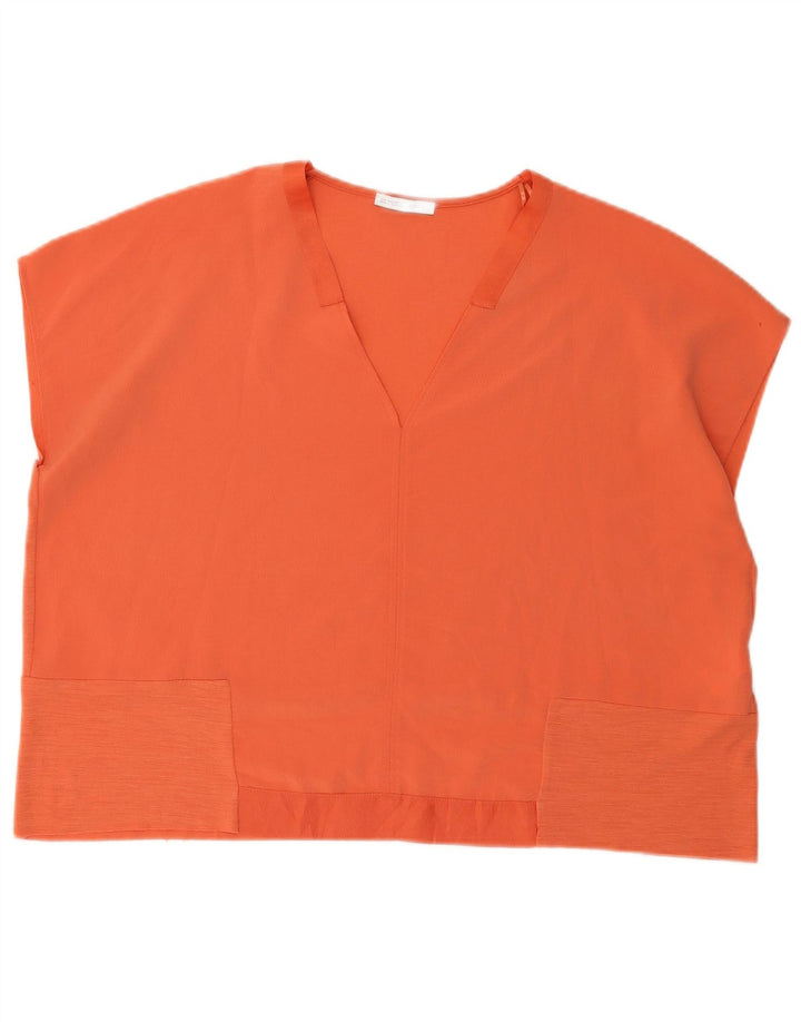 Zara Blusa Oversized Feminina UK 16 Grande Laranja Poliéster