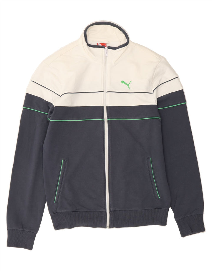 PUMA Mens Tracksuit Top Jacket Medium Navy Blue Colourblock Cotton Vintage Puma and Second-Hand Puma from Messina Hembry 