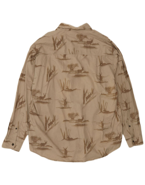 Camisa masculina Columbia River Lodge veludo cotelê grande bege estampa animal algodão
