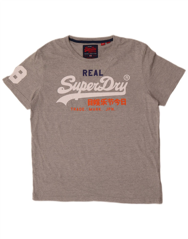Camiseta gráfica masculina Superdry Top 2XL algodão cinza