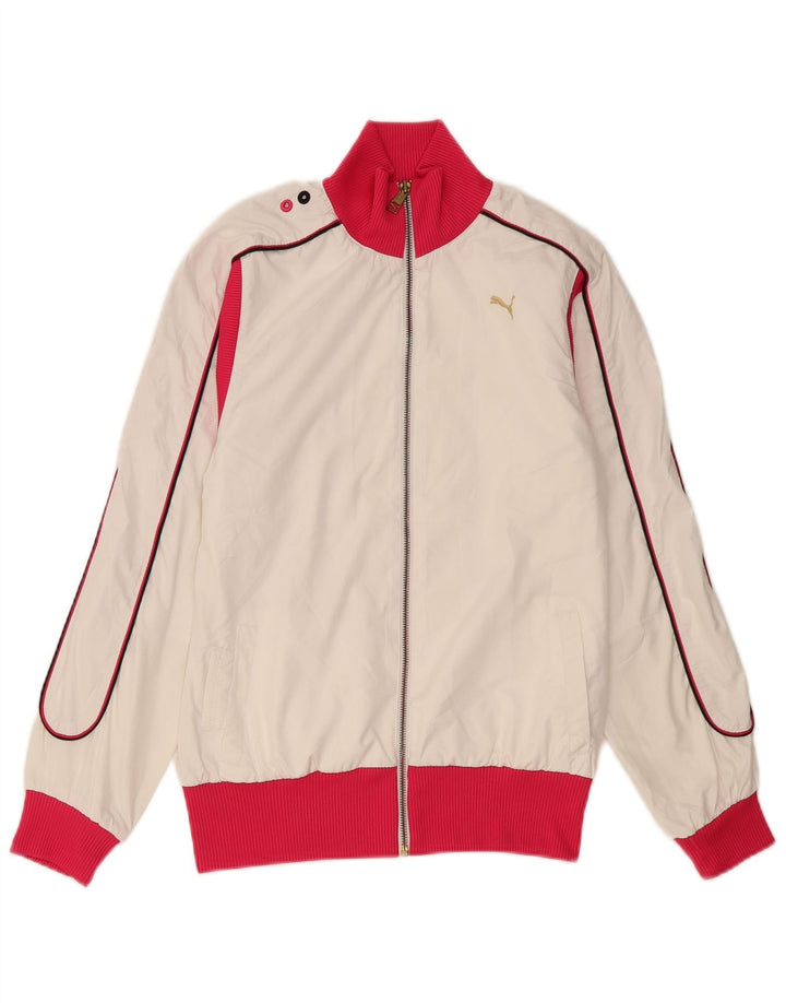 Puma Womens Tracksuit Top Jacket UK 10 Small White Colourblock Poliéster