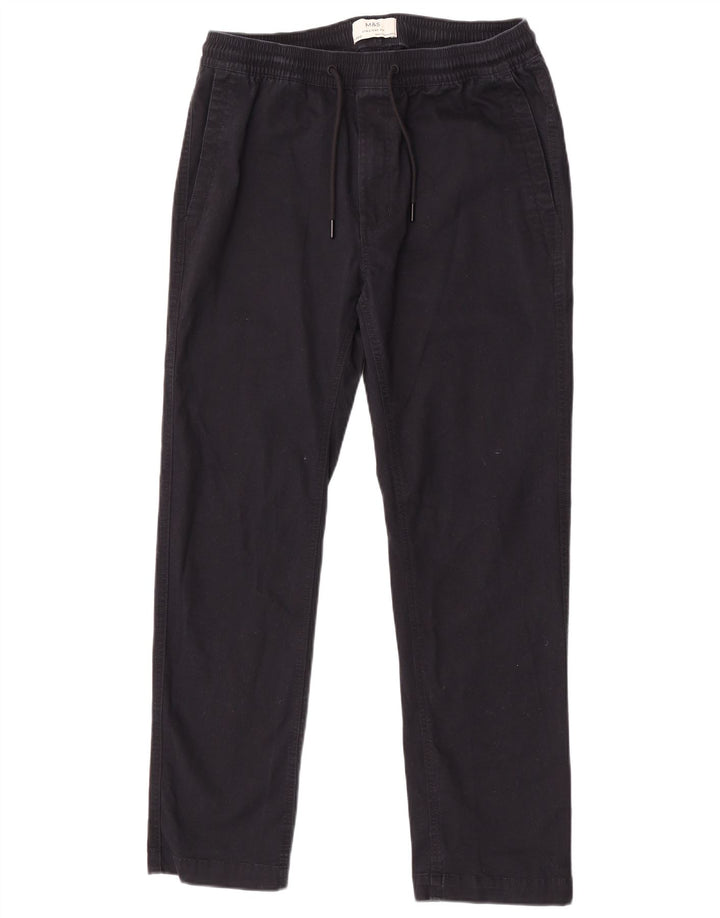 Calça chino reta feminina Marks & Spencer médio W34 L29 azul marinho