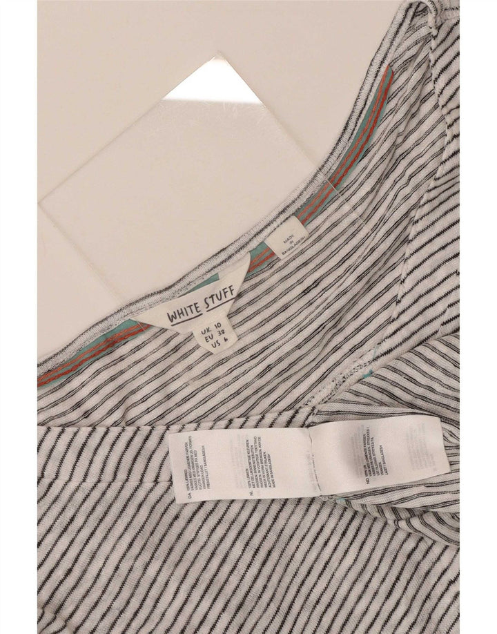 Blusa feminina com material branco Reino Unido 10 linho listrado pequeno