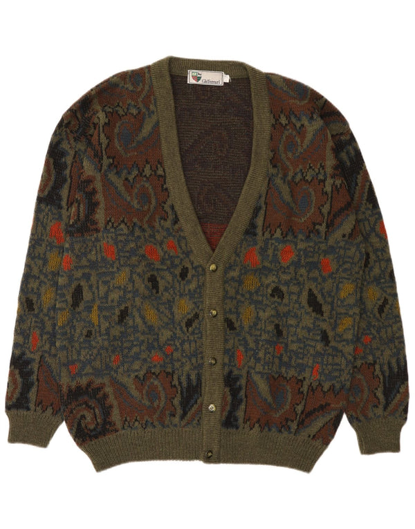 gio ferrari Suéter cardigã masculino IT 52 grande lã paisley verde
