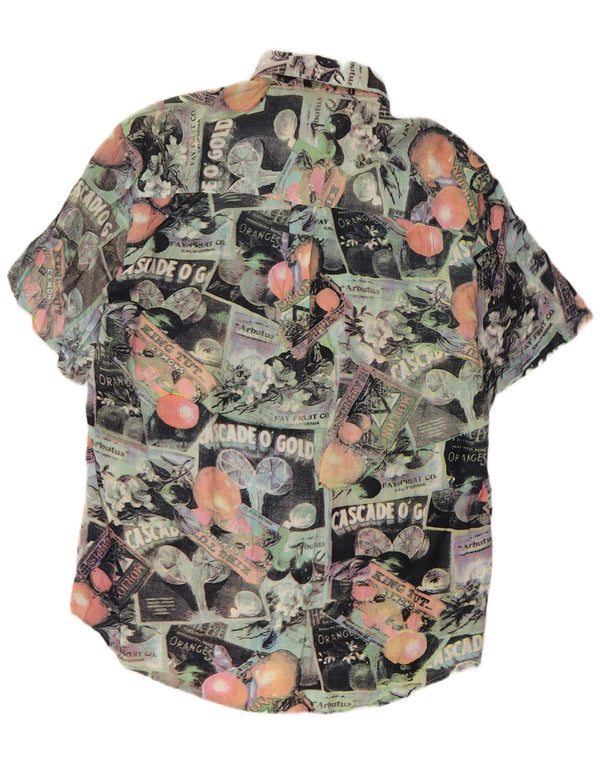 Vintage masculino abstrato Padrão manga curta camisa grande retrô multicolorido