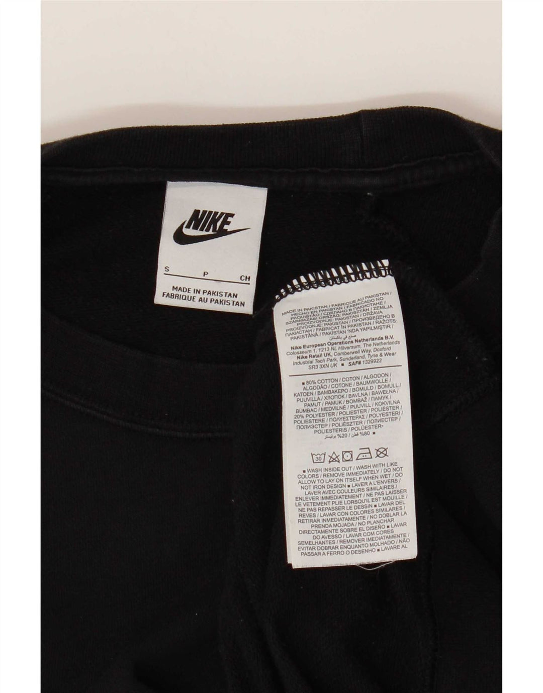 Nike feminino oversized moletom jumper reino unido 10 pequeno algodão preto