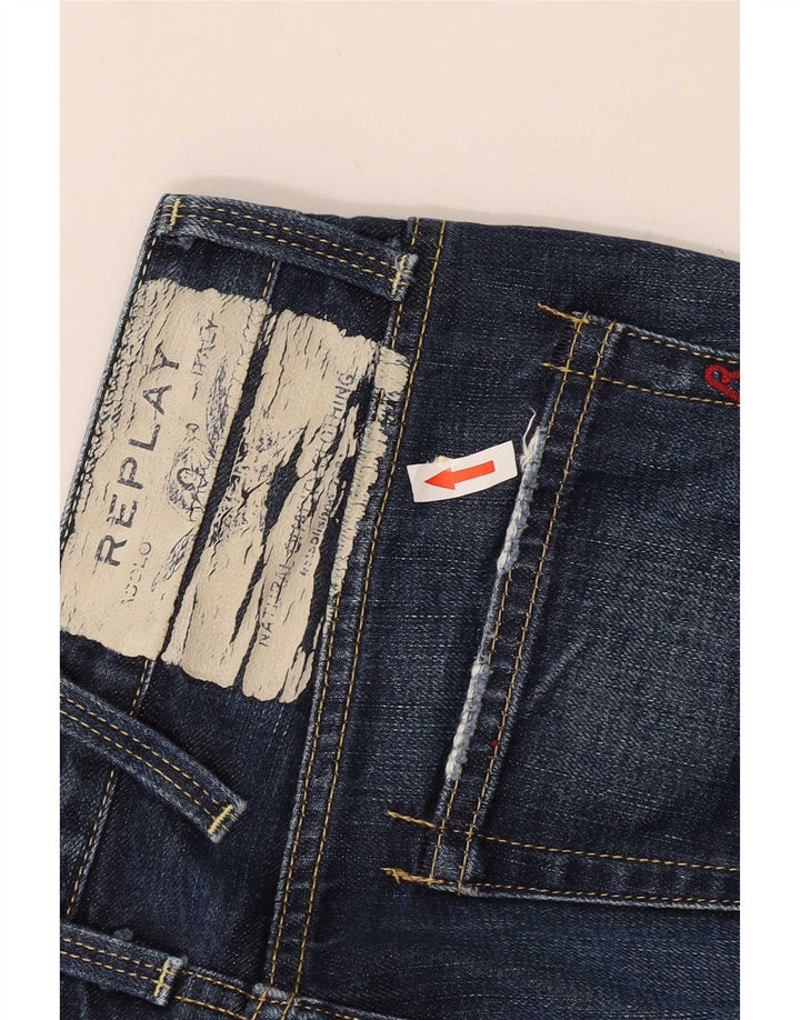 Replay Masculino Tirmar Distressed Slim Jeans W30 L28 Azul Algodão