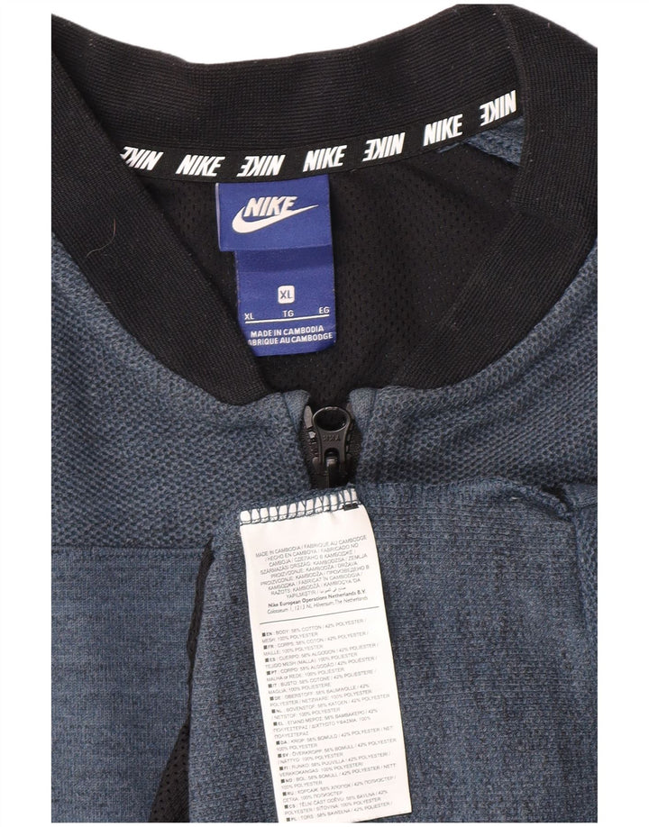 Nike Mens Treino Top Jacket XL Azul Flecked Algodão