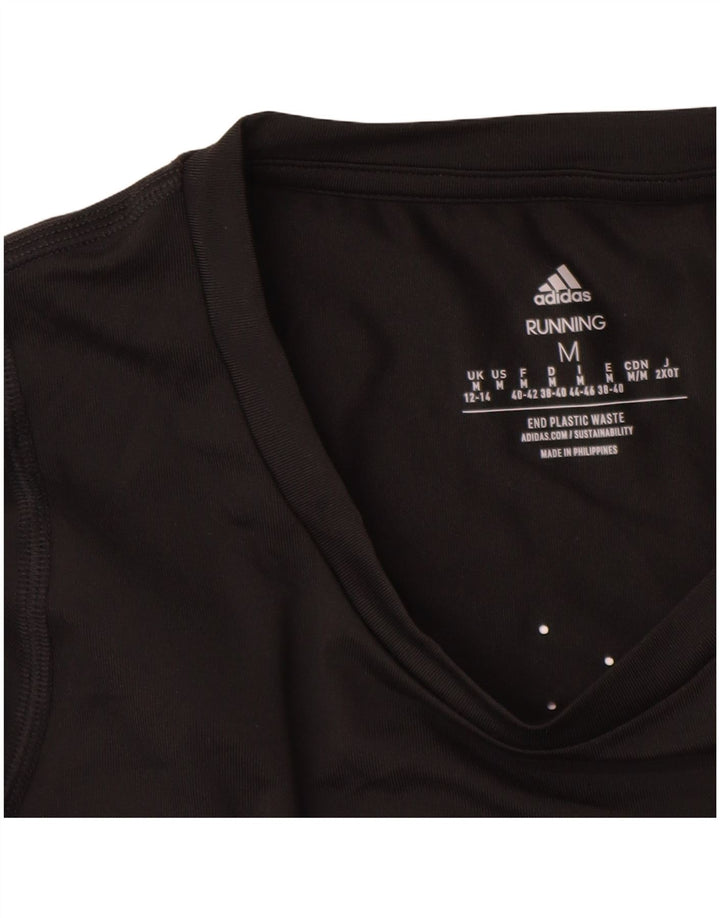 ADIDAS Womens Aeroready Graphic Top Manga Longa Reino Unido 12/14 Médio Preto