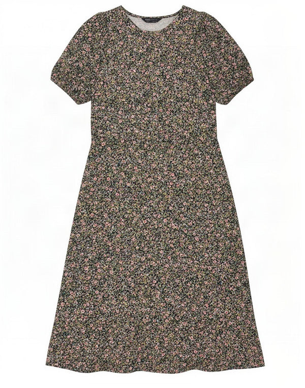 Vestido feminino Marks & Spencer A-Line UK 10 pequeno floral multicolorido