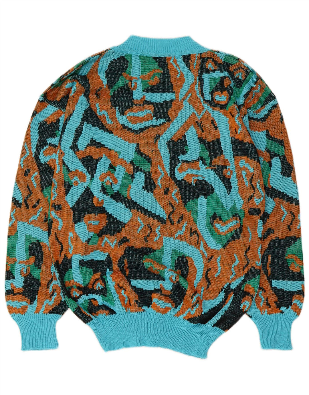 Suéter feminino vintage com decote em V Reino Unido 16 grande multicolorido