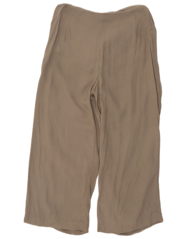Zara Calça feminina folgada cortada grande W30 L26 bege viscose