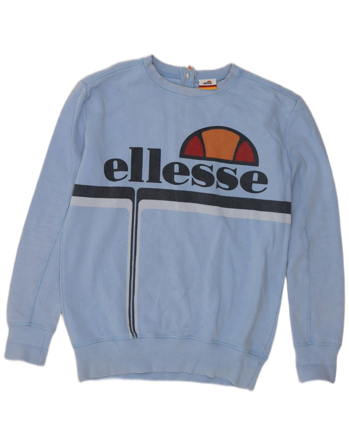 Ellesse moletom feminino grande com estampa gráfica UK 10 algodão azul pequeno