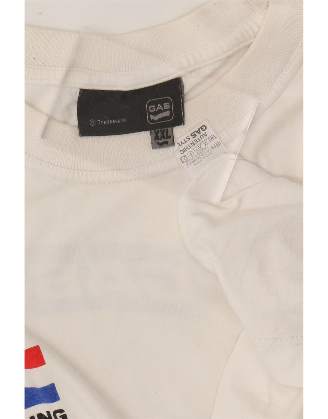 GAS Mens Graphic T-Shirt Top 2XL White Cotton