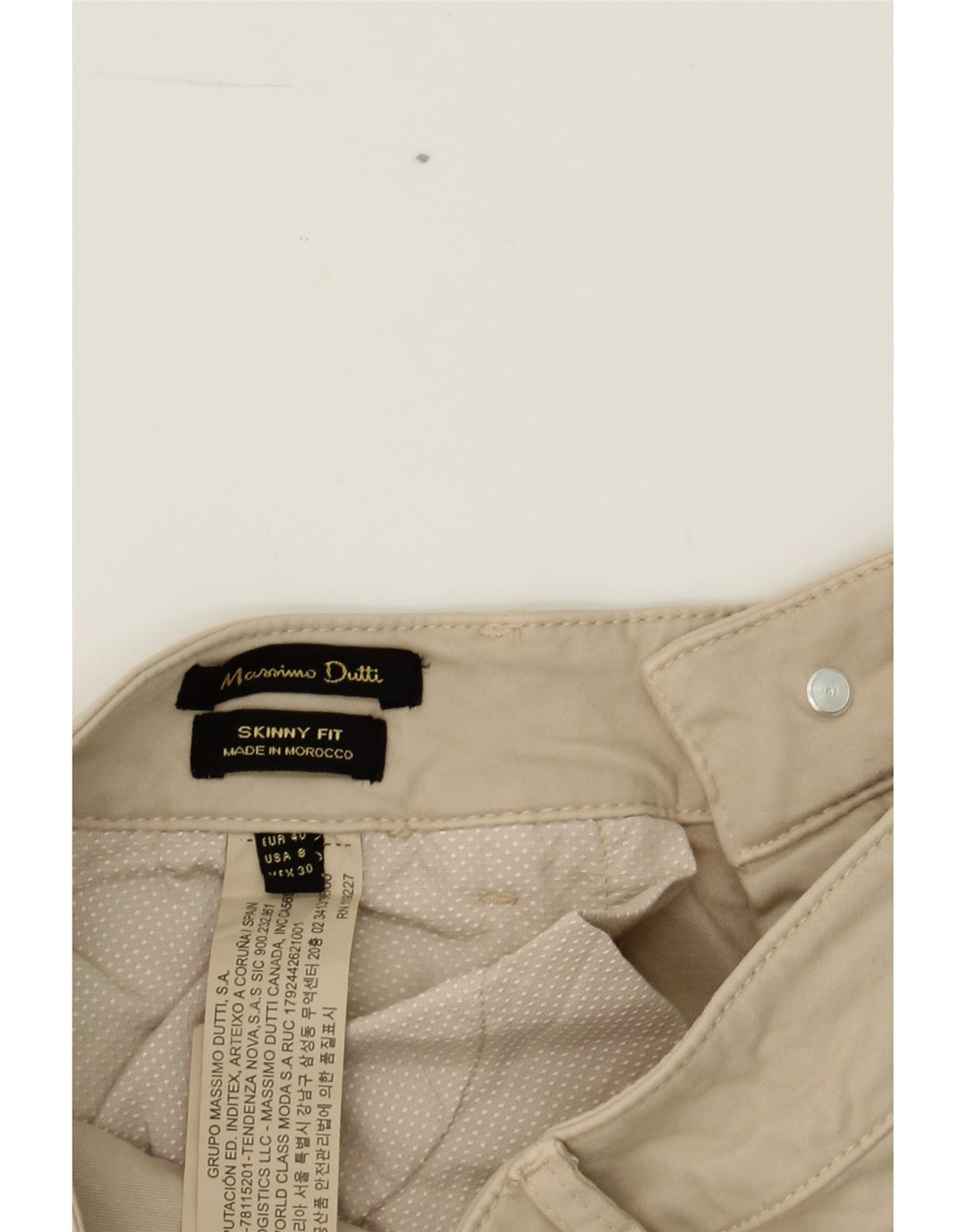 MASSIMO DUTTI Womens Skinny Casual Trousers EU 40 Medium W30 L29 Beige Vintage Massimo Dutti and Second-Hand Massimo Dutti from Messina Hembry 