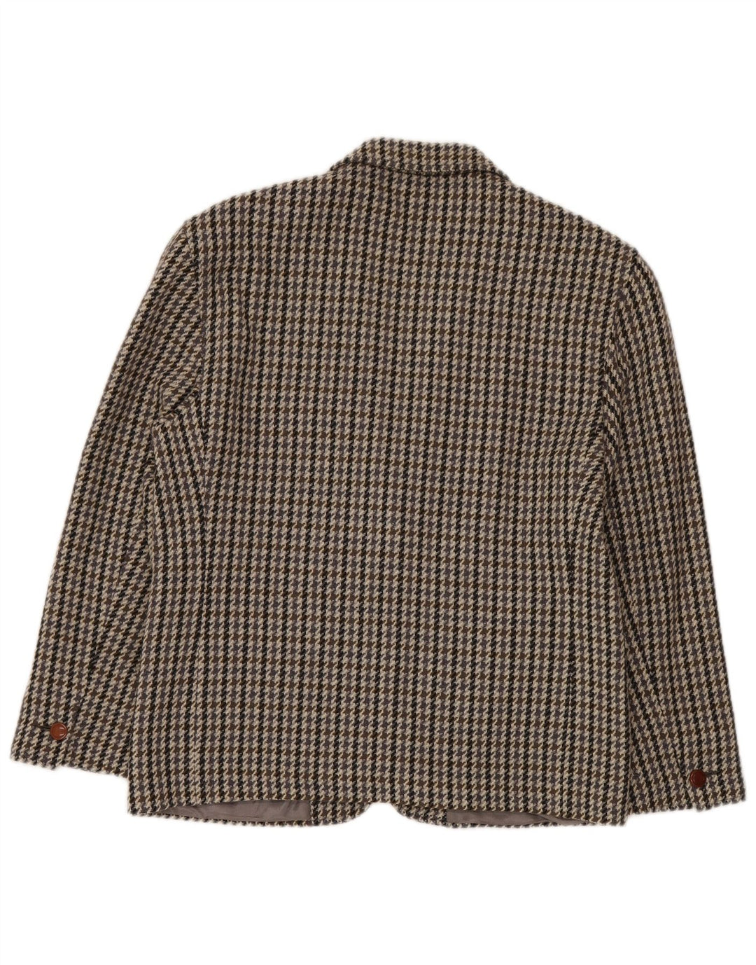 Jaqueta blazer feminina vintage com 2 botões IT 44 lã houndstooth cinza médio
