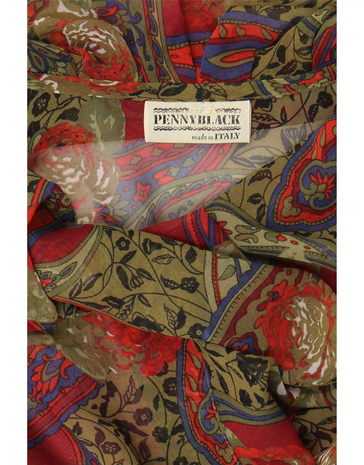 Blusa camisa feminina preta Penny Reino Unido 14 Paisley médio multicolorido