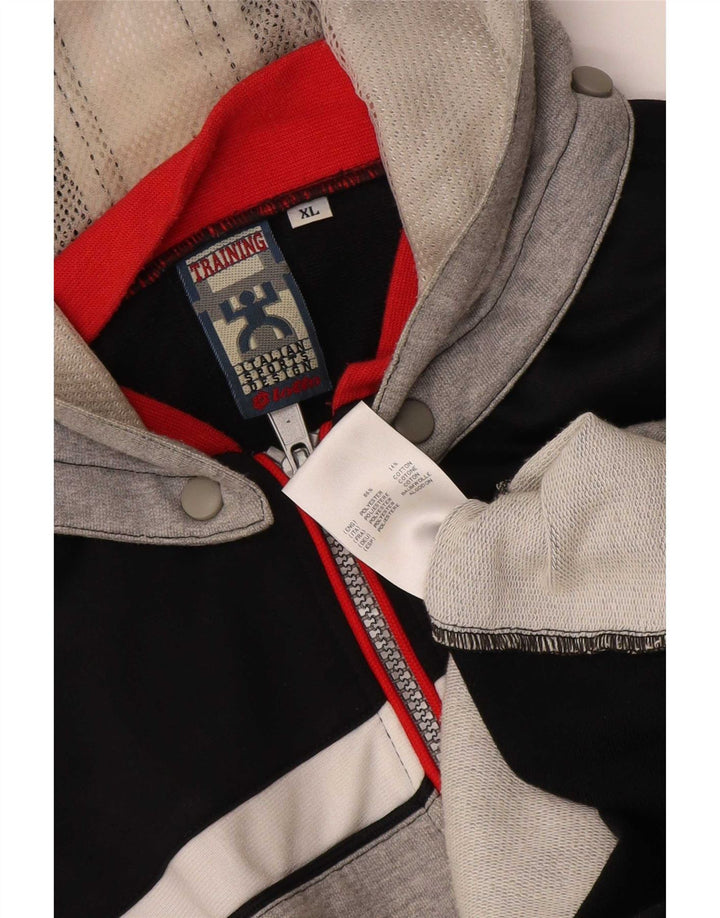 Suéter masculino com capuz e zíper gráfico Lotto XL cinza colorblock poliéster