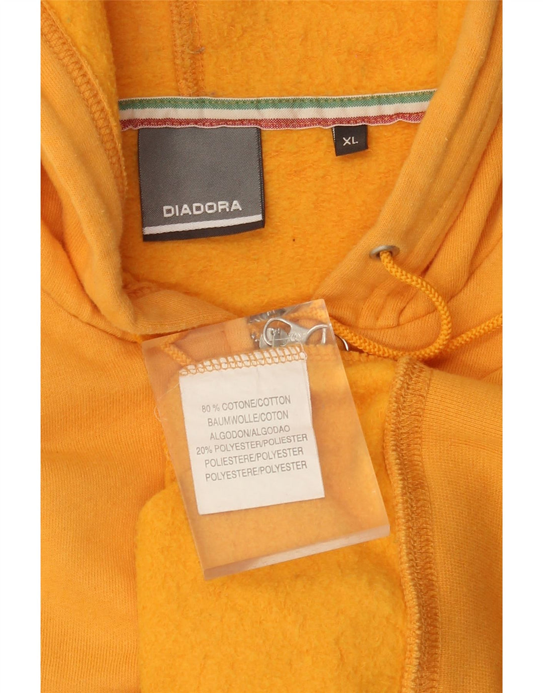 Suéter feminino com capuz e zíper DIADORA UK 18 XL laranja algodão