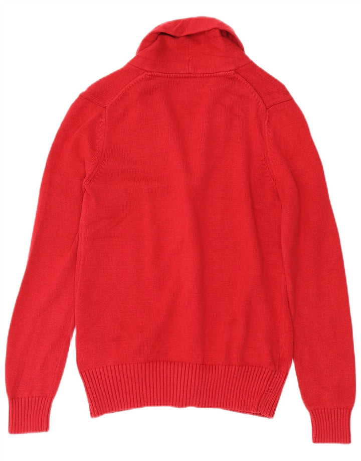 Suéter cardigã feminino Tommy Hilfiger Reino Unido 12 algodão vermelho médio